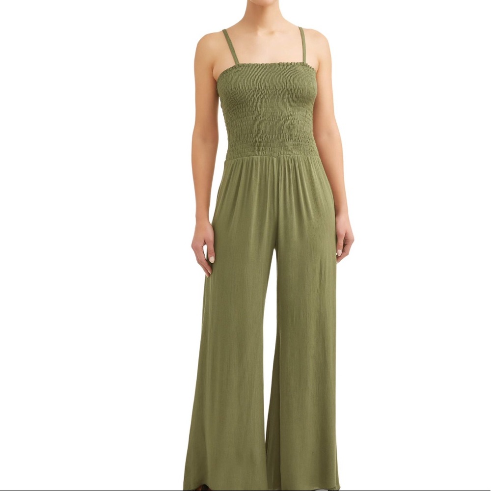 Brand new Smocked Olive Wide Leg Jumpsuit!